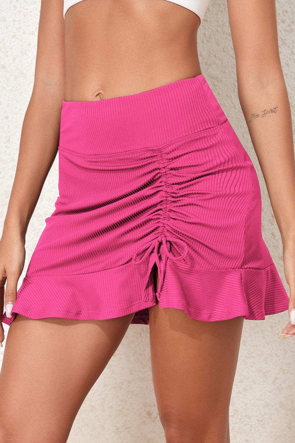 Ruched Elastic Waist Swim Skirt - Trendsi - Flyclothing LLC