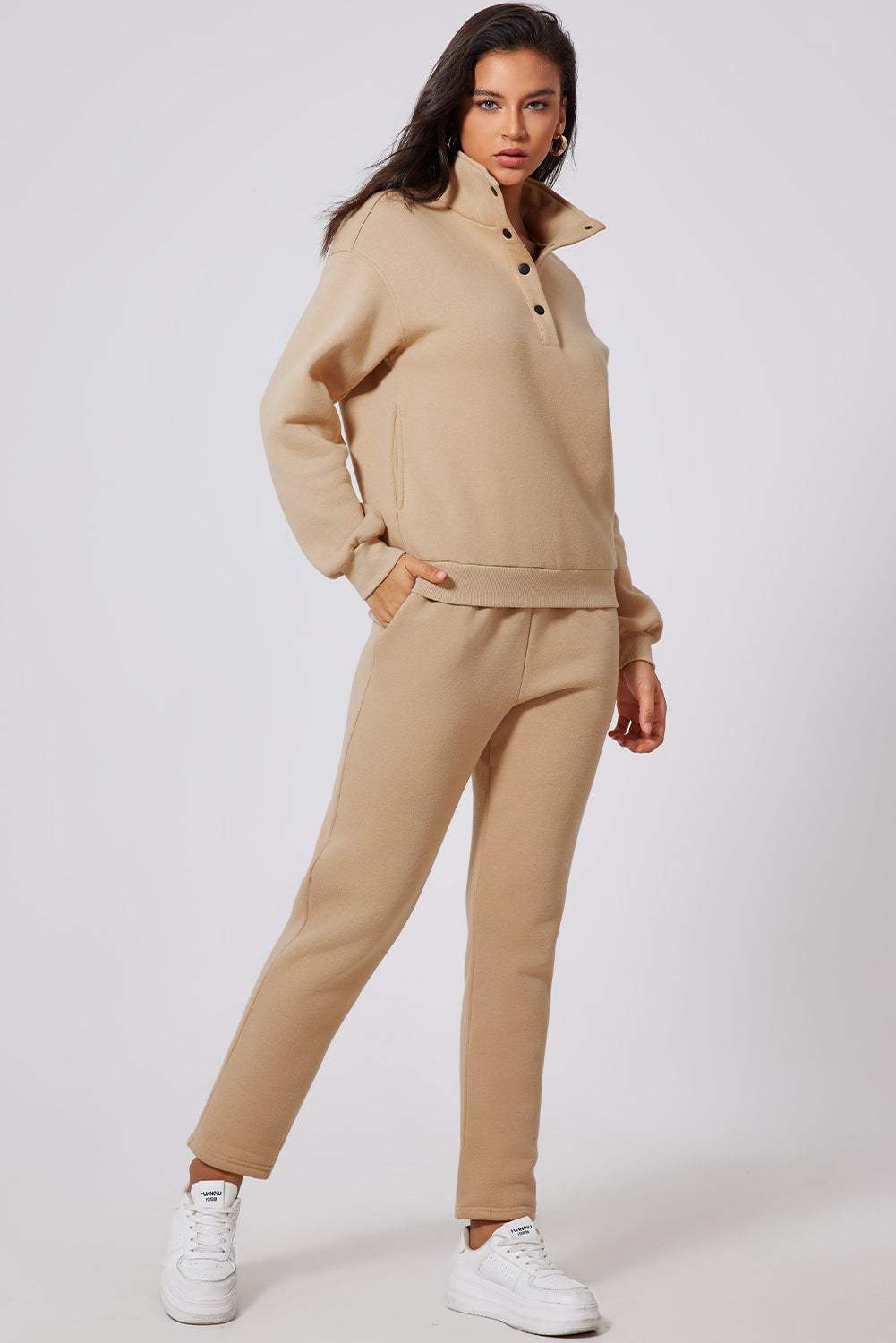 Half Snap Turtleneck Top and Pants Active Set - Trendsi - Flyclothing LLC