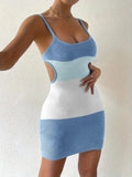Color Block Scoop Neck Cover Up Dress - Trendsi
