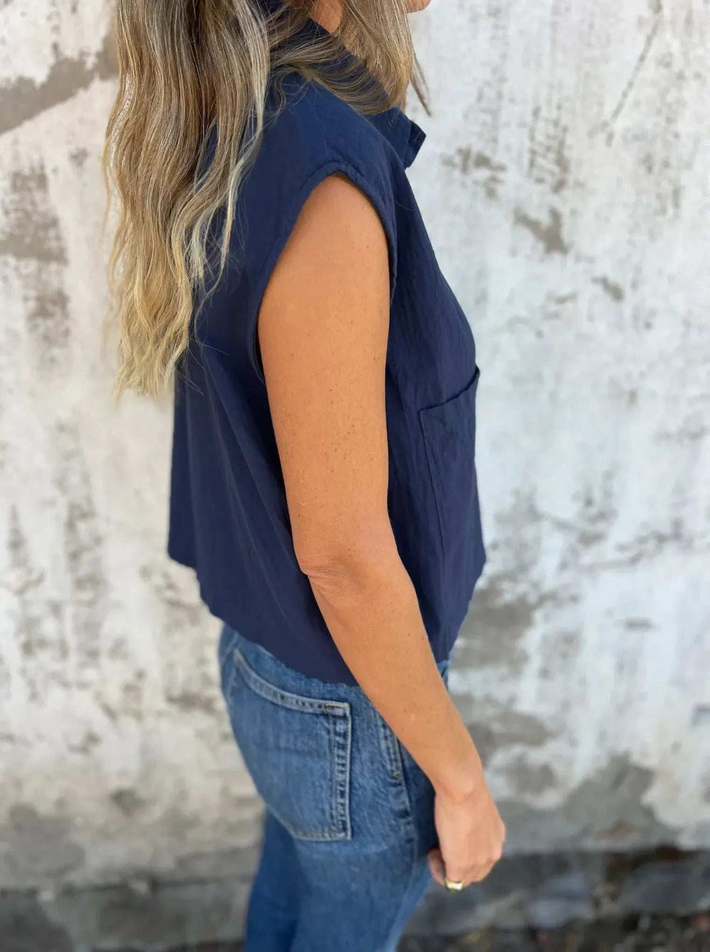 Full Size Button Down Cap Sleeve Linen Shirt Plus Size - Trendsi - Flyclothing LLC