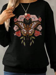 Graphic Round Neck Long Sleeve Sweatshirt - Trendsi