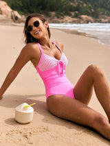 Lace Detail Crisscross Back One-Piece Swimwear - Trendsi - Flyclothing LLC