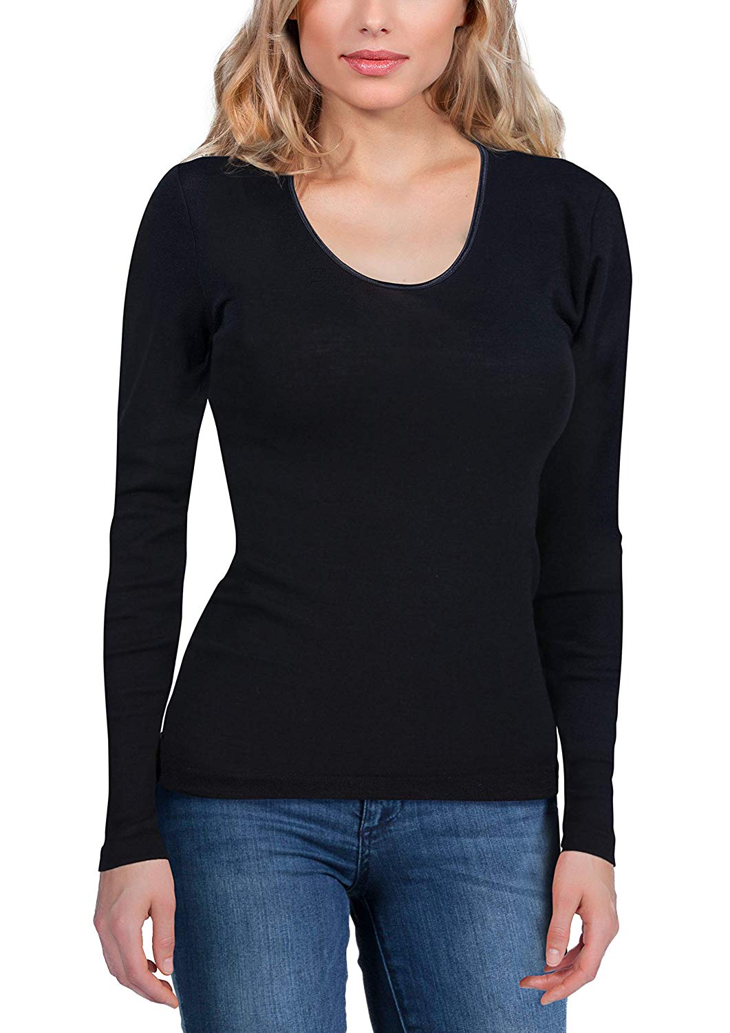 EGi Luxury Merino Wool Silk Women's Long Sleeve T-Shirt. Proudly Made in Italy (143) - tittimitti - Flyclothing LLC