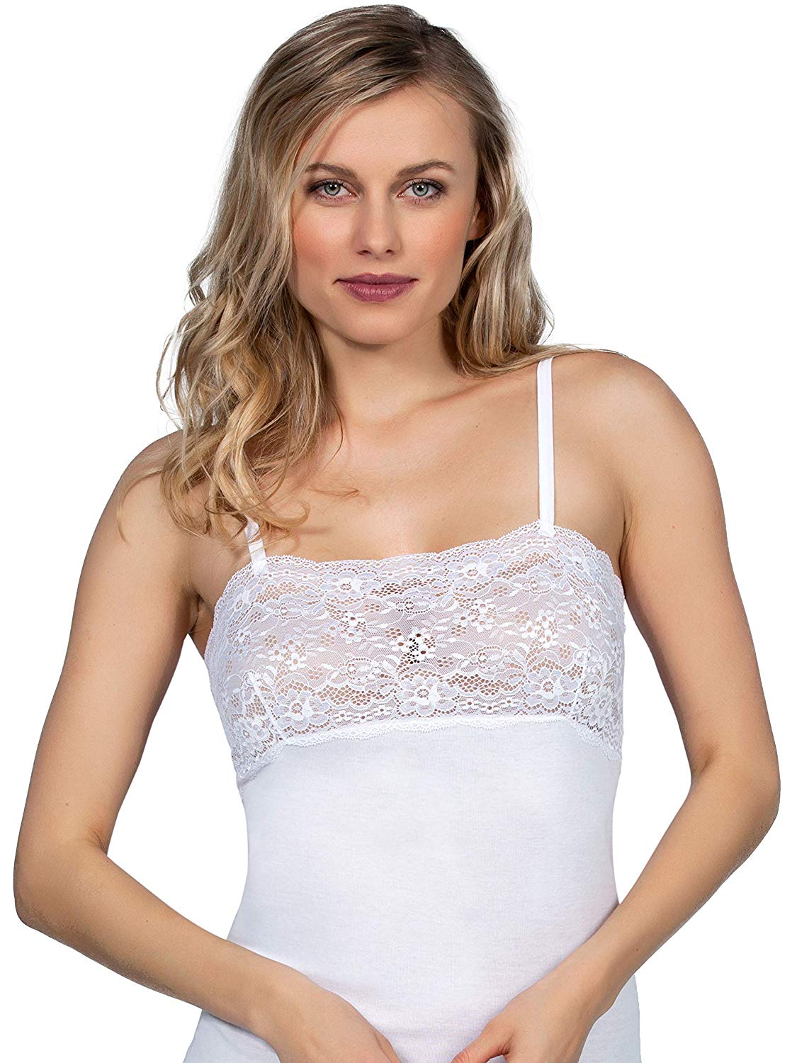 Mare Luxury 100% Mako Cotton Women's Lace-Trimmed Camisole. Proudly Made in Italy (262) - tittimitti - Flyclothing LLC