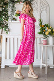 Reborn J Printed V-Neck Ruffle Trim Tiered Midi Dress - Trendsi - Flyclothing LLC
