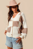 SO ME Checkered Button Front Ribbed Sweater Cardigan - Trendsi - Flyclothing LLC