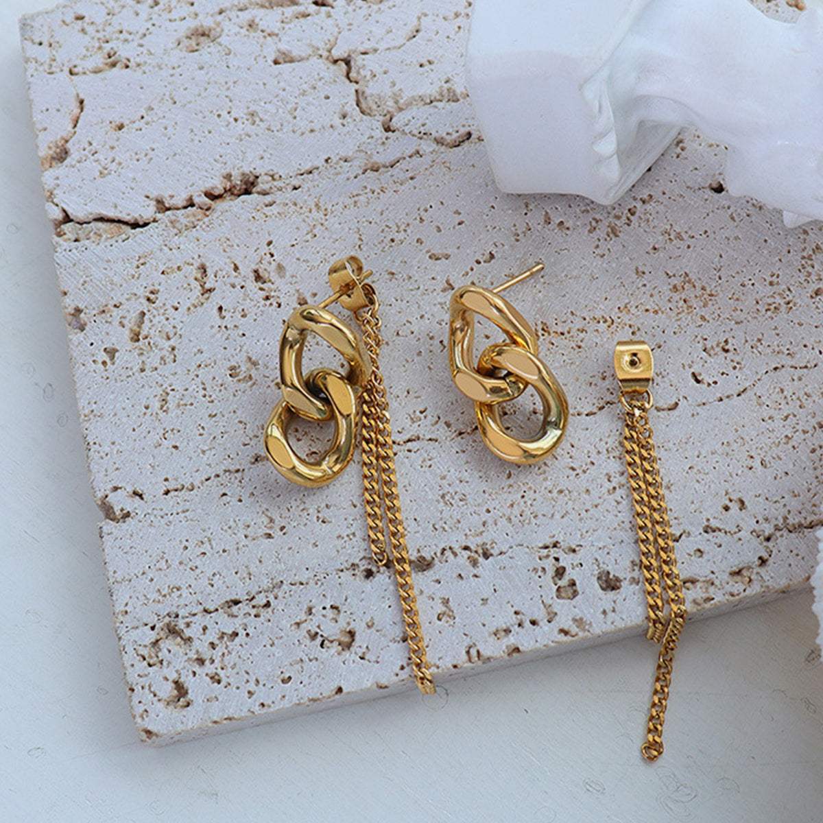 Titanium Steel Chain Shape Earrings - Trendsi - Flyclothing LLC