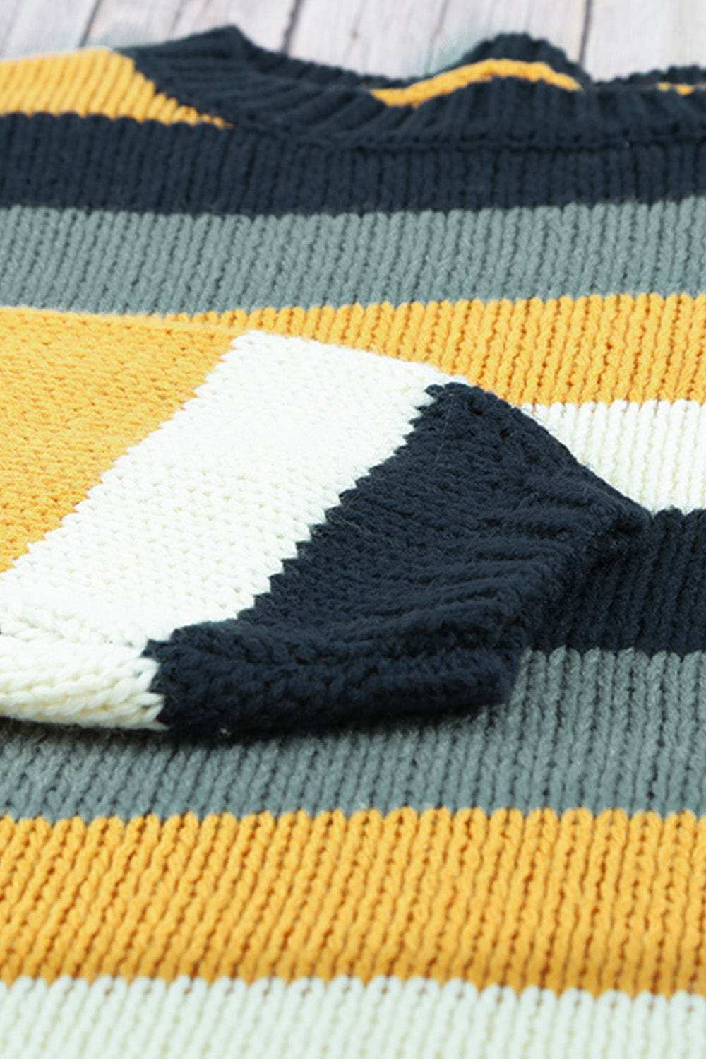 Color Block Round Neck Dropped Shoulder Sweater - Trendsi - Flyclothing LLC