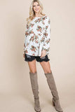 Super Lady Full Size Babydoll Floral Boat Neck Long Sleeve Blouse - Trendsi - Flyclothing LLC