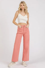 Mittoshop Twill Patch Pocket High Rise Wide Leg Pants - Trendsi - Flyclothing LLC