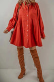 Pocketed Button Down Long Sleeve Shirt Dress - Trendsi - Flyclothing LLC