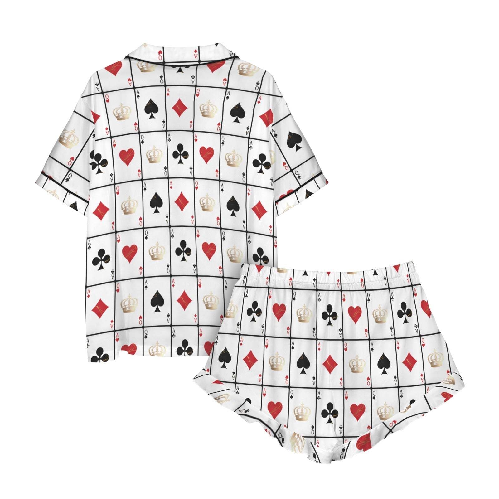 Baha Ranch Vegas Gambling Satin Ruffle Pajama Set
