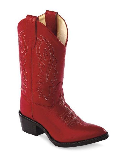 Old West Red Children's Narrow J Toe Boots
