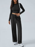 Devine Round Neck Long Sleeve Top and Pants Set - Trendsi - Flyclothing LLC