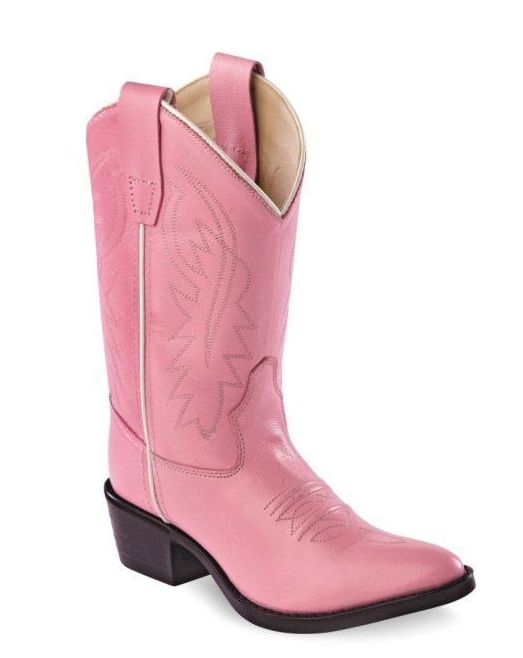 Old West Pink Children's Narrow J Toe Boots