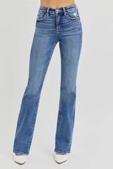 RISEN Full Size Tummy Control High Rise Straight Jeans Plus Size - Trendsi - Flyclothing LLC