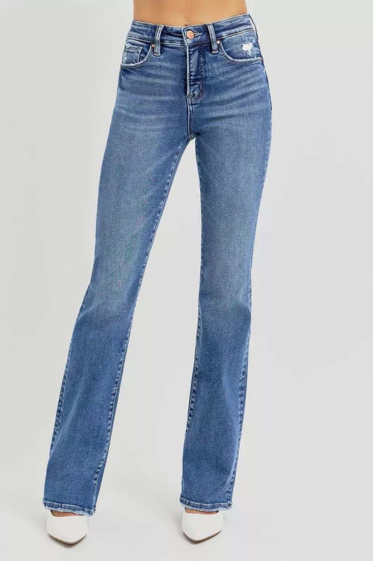 RISEN Full Size Tummy Control High Rise Straight Jeans Plus Size - Trendsi - Flyclothing LLC
