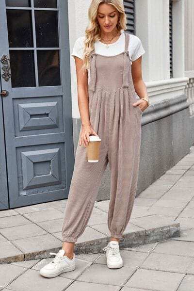 Lovelet Knotted Strap Overalls with Pockets - Trendsi - Flyclothing LLC