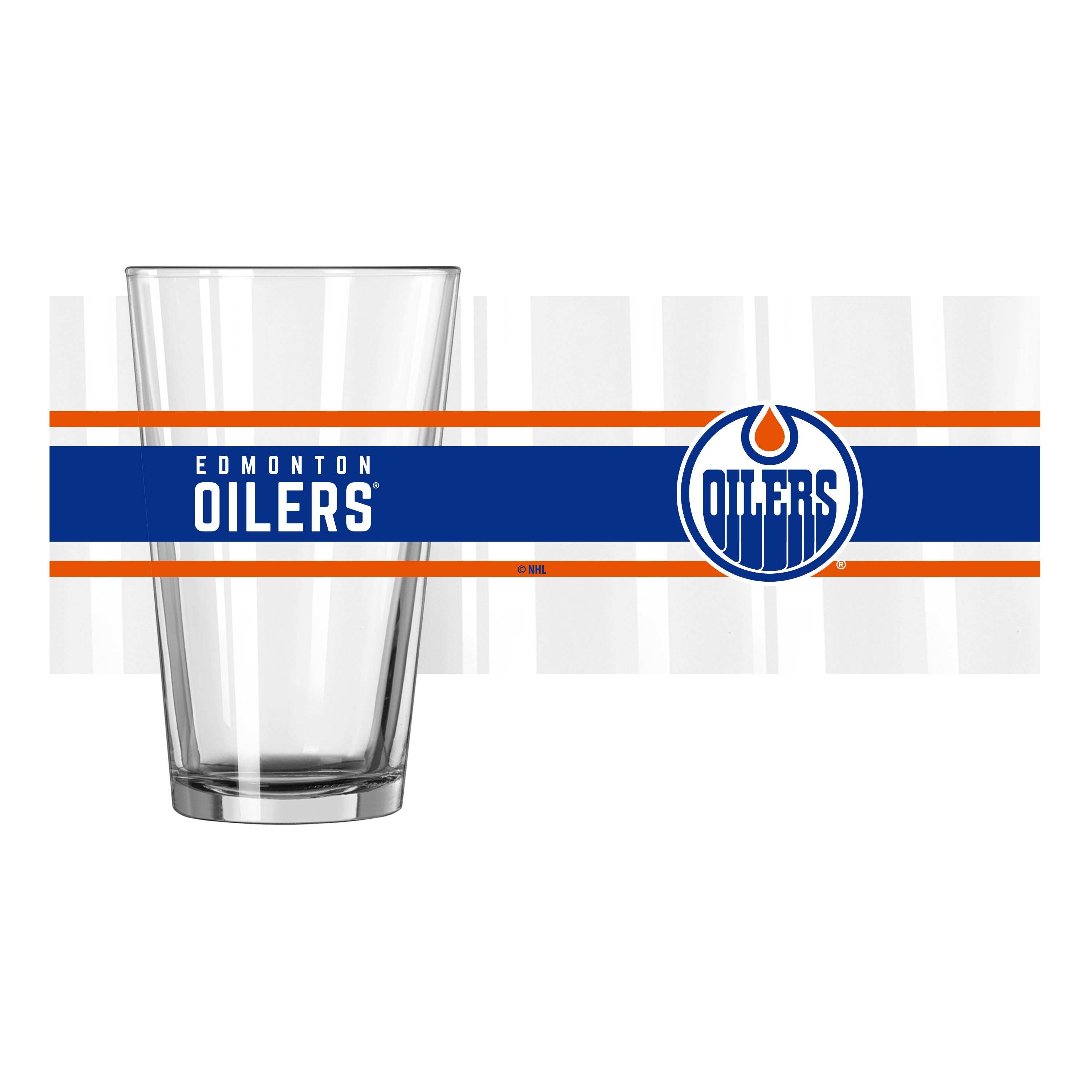 Edmonton Oilers 16oz Stripe Pint Glass - Logo Brands - Flyclothing LLC