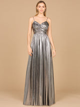 High Slit Metallic Jersey Dress