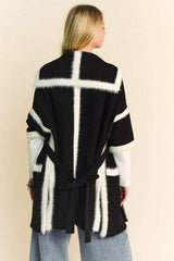 Davi & Dani Fuzzy Trim Open Front Loose Fit Cardigan - Trendsi - Flyclothing LLC