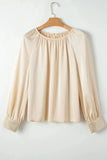 Sequin Round Neck Long Sleeve Blouse - Trendsi