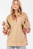 SAGE + FIG Full Size Plaid Print Washed Hoodie - Trendsi