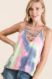 BiBi Tie Dye Terry Camisole with Caged Neck - Trendsi