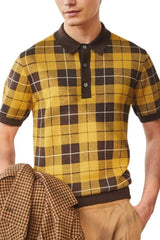 Men's Plus Size Plaid Short Sleeve Polo - Trendsi - Flyclothing LLC