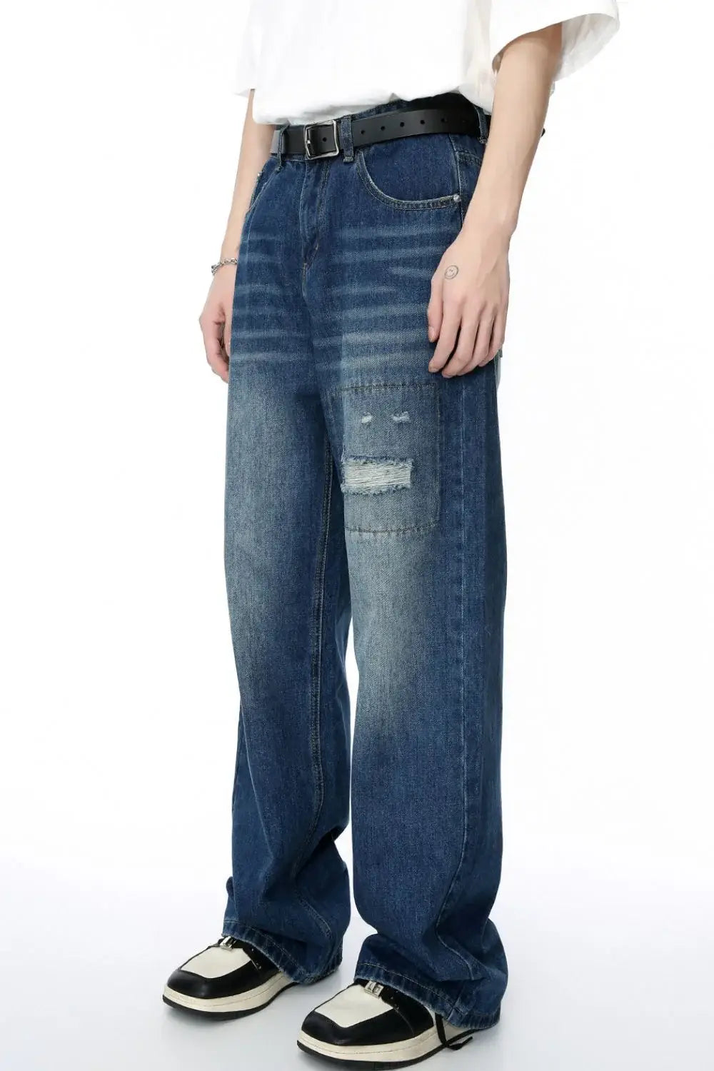 Men's Distressed Applique Straight Jeans - Trendsi - Flyclothing LLC