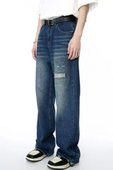 Men's Distressed Applique Straight Jeans - Trendsi - Flyclothing LLC