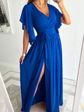 Flutter Sleeve Surplice Tie Waist Dress - Trendsi