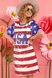 BiBi American Flag Theme Usa Print Sequin Dress - Trendsi - Flyclothing LLC