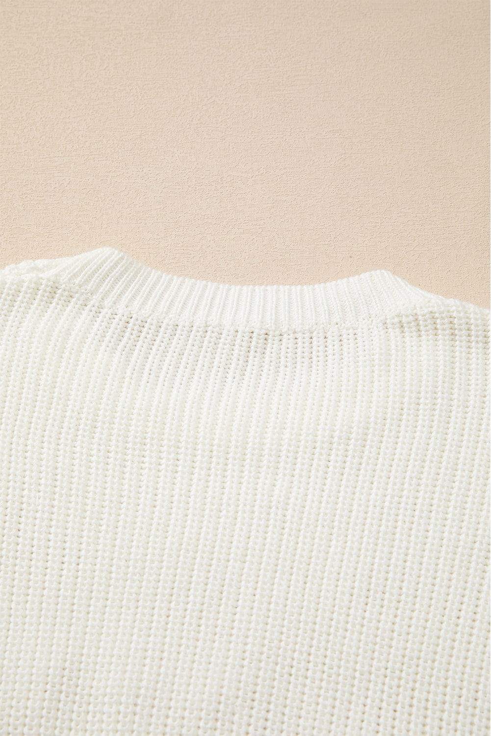 MERRY & BRIGHT Round Neck Sweater - Trendsi - Flyclothing LLC