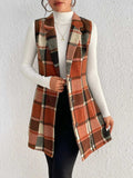 Honey Plaid Button Up Vest Coat - Trendsi - Flyclothing LLC