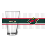 Minnesota Wild 16oz Stripe Pint Glass - Logo Brands - Flyclothing LLC