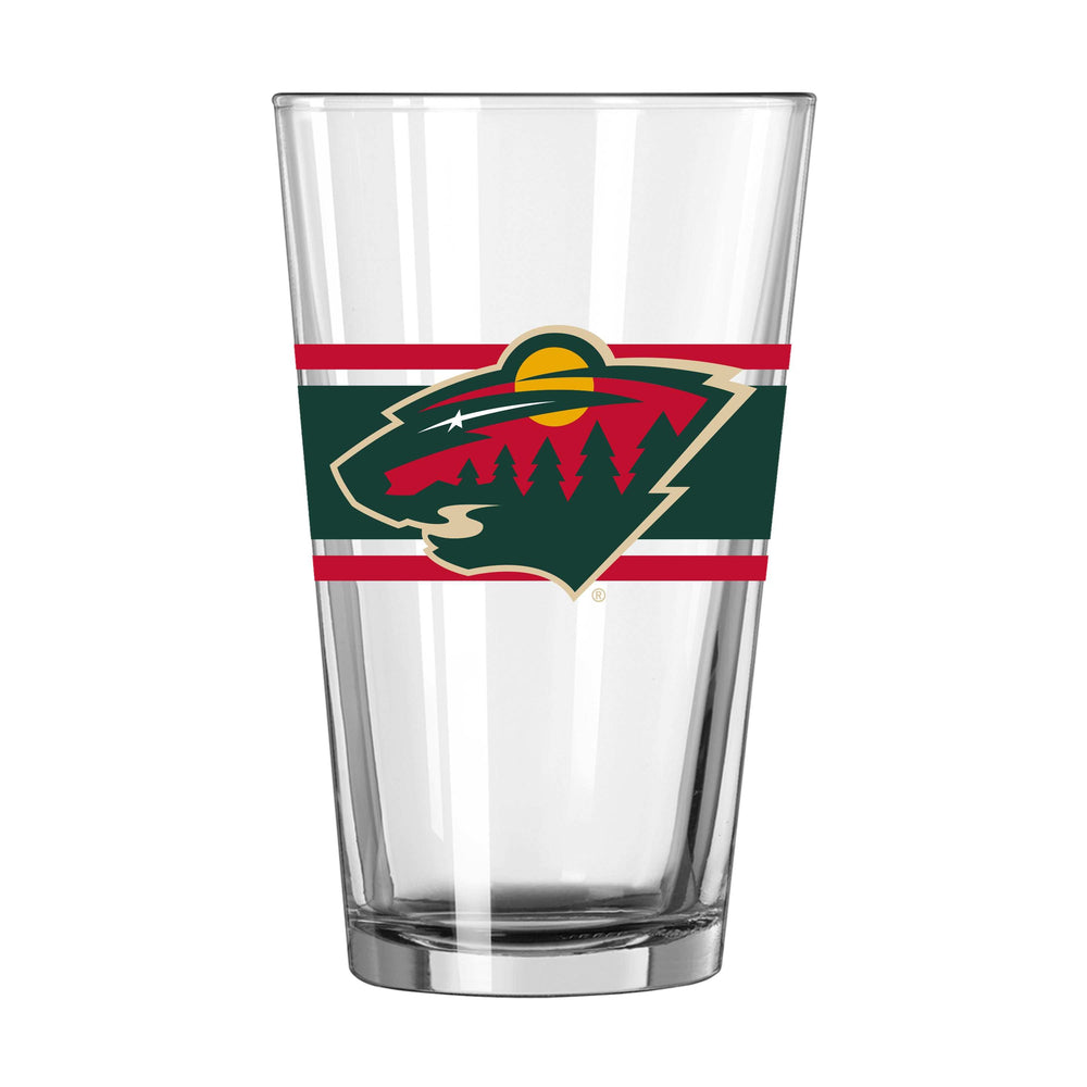 Minnesota Wild 16oz Stripe Pint Glass - Logo Brands - Flyclothing LLC