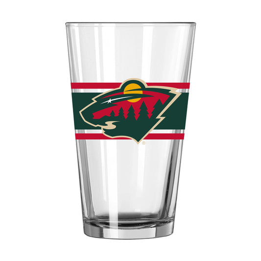 Minnesota Wild 16oz Stripe Pint Glass - Logo Brands - Flyclothing LLC