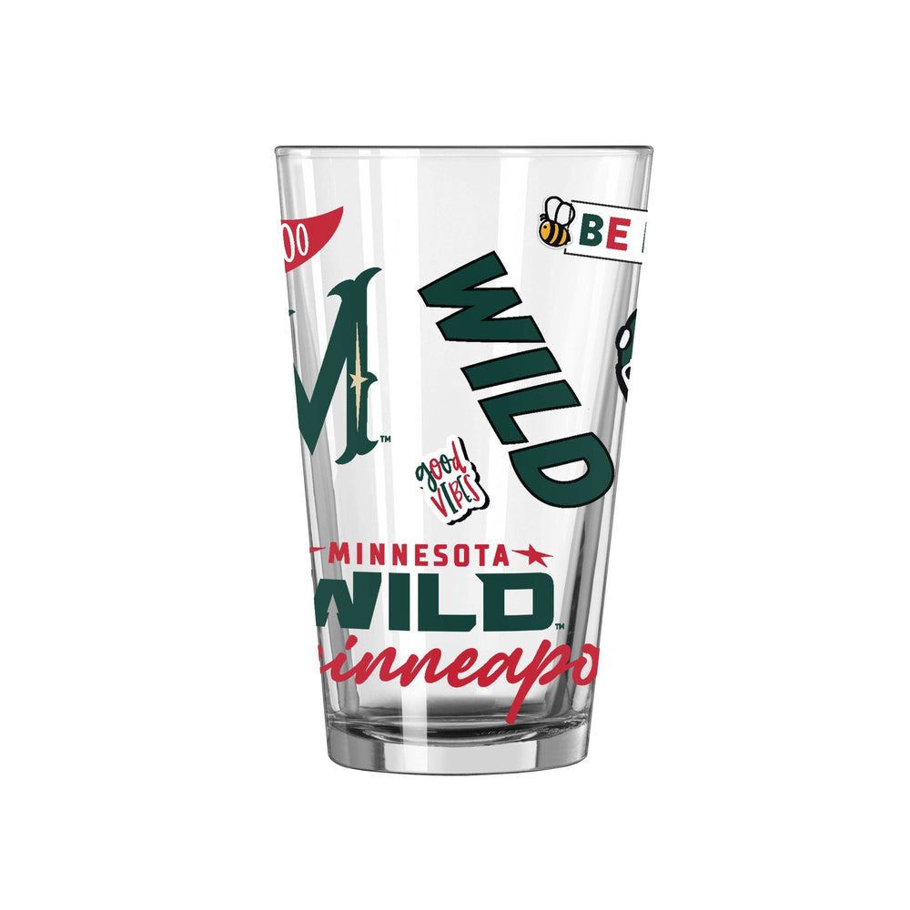 Minnesota Wild 16oz Native Pint Glass - Logo Brands - Flyclothing LLC