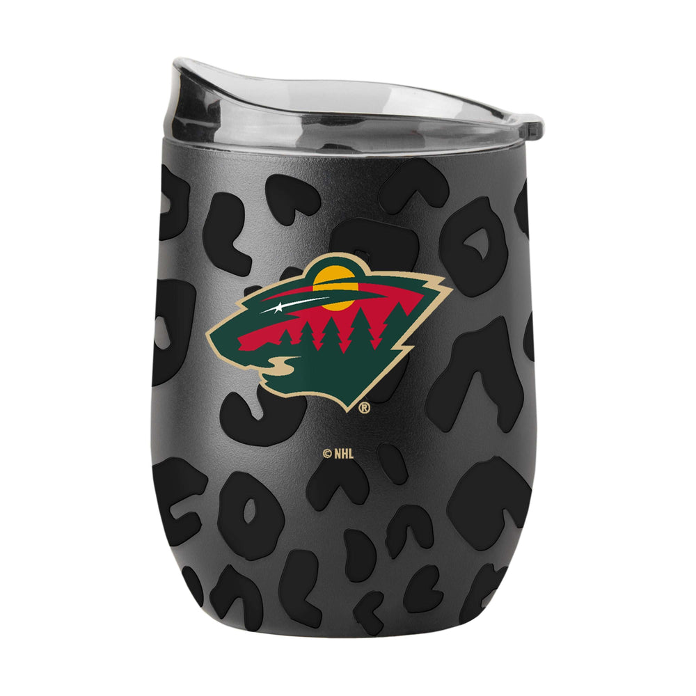 Minnesota Wild Leopard 16oz Black Powdercoat Curved Beverage - Logo Brands - Flyclothing LLC