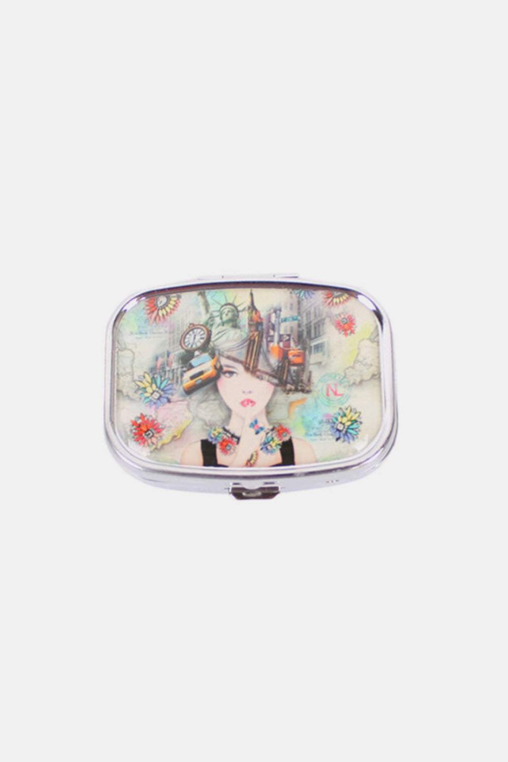 Nicole Lee USA Print Metallic Rectangular Pill Case - Trendsi - Flyclothing LLC