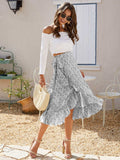 Printed Ruffled Midi Skirt - Trendsi - Flyclothing LLC