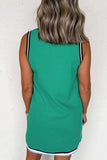 Color Contrast Trim V Neck Shift Sleeveless Mini Dress - Trendsi - Flyclothing LLC