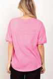 VERY J Twisted Sleeve Band Half Button Top - Trendsi