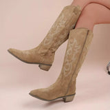 Point Toe Block Heels Boots - Trendsi - Flyclothing LLC