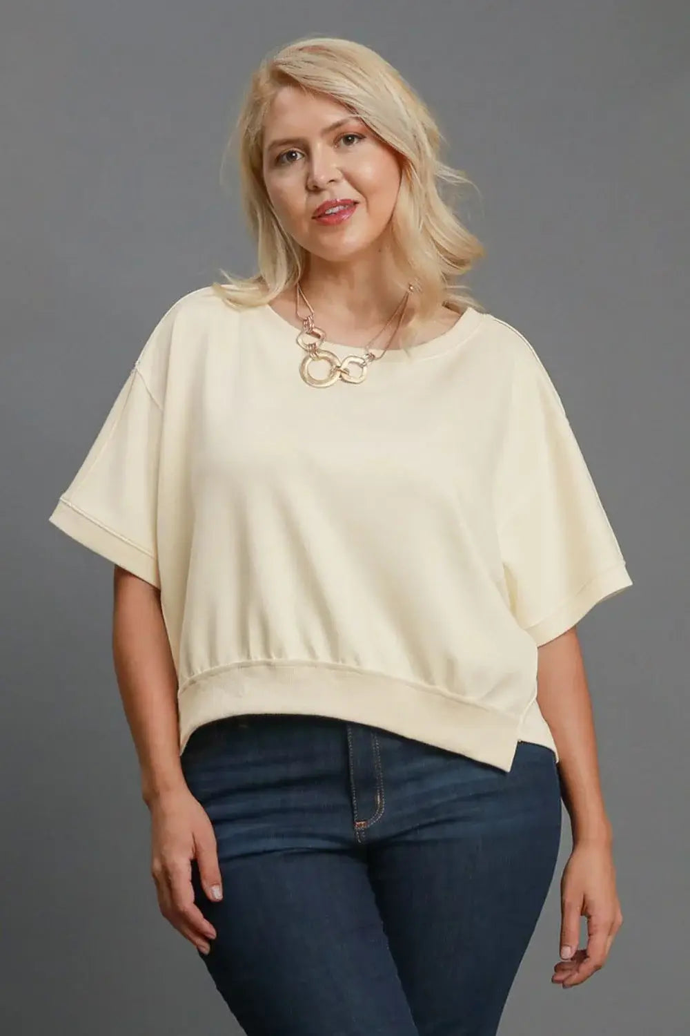 Umgee Full Size Lightweight Cropped Sweatshirt Plus Size - Trendsi - Flyclothing LLC