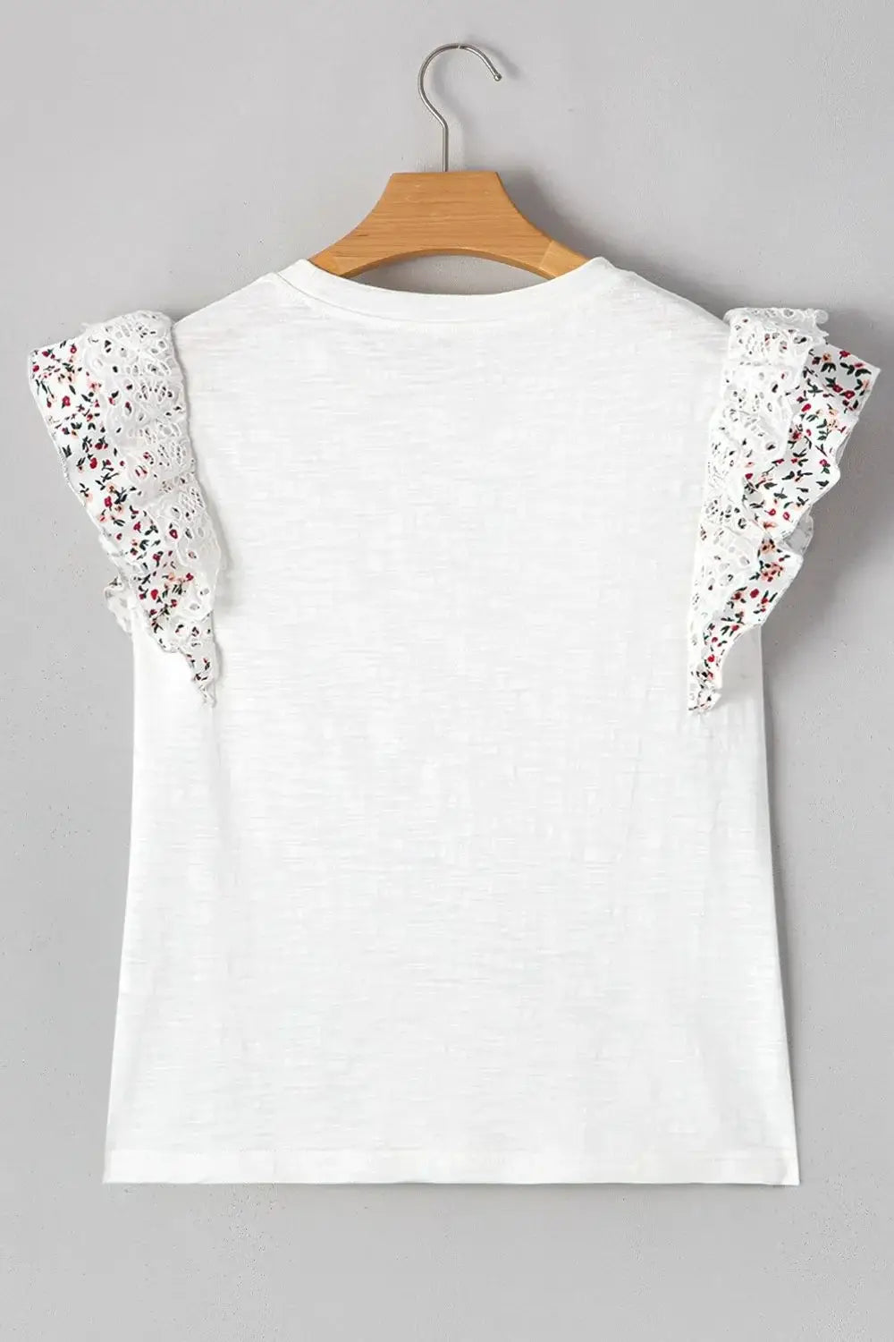 Floral Lace Eyelet Patched Butterfly Sleeve Blouse - Trendsi - Flyclothing LLC