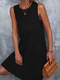 Tiered Round Neck Sleeveless Mini Tank Dress - Trendsi - Flyclothing LLC