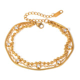 18K Gold-Plated Layered Inlaid Zircon Bracelet - Trendsi