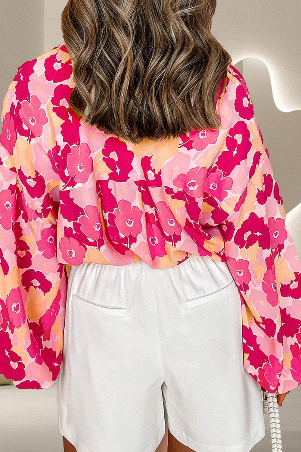 Printed Button Up Long Sleeve Blouse - Trendsi - Flyclothing LLC